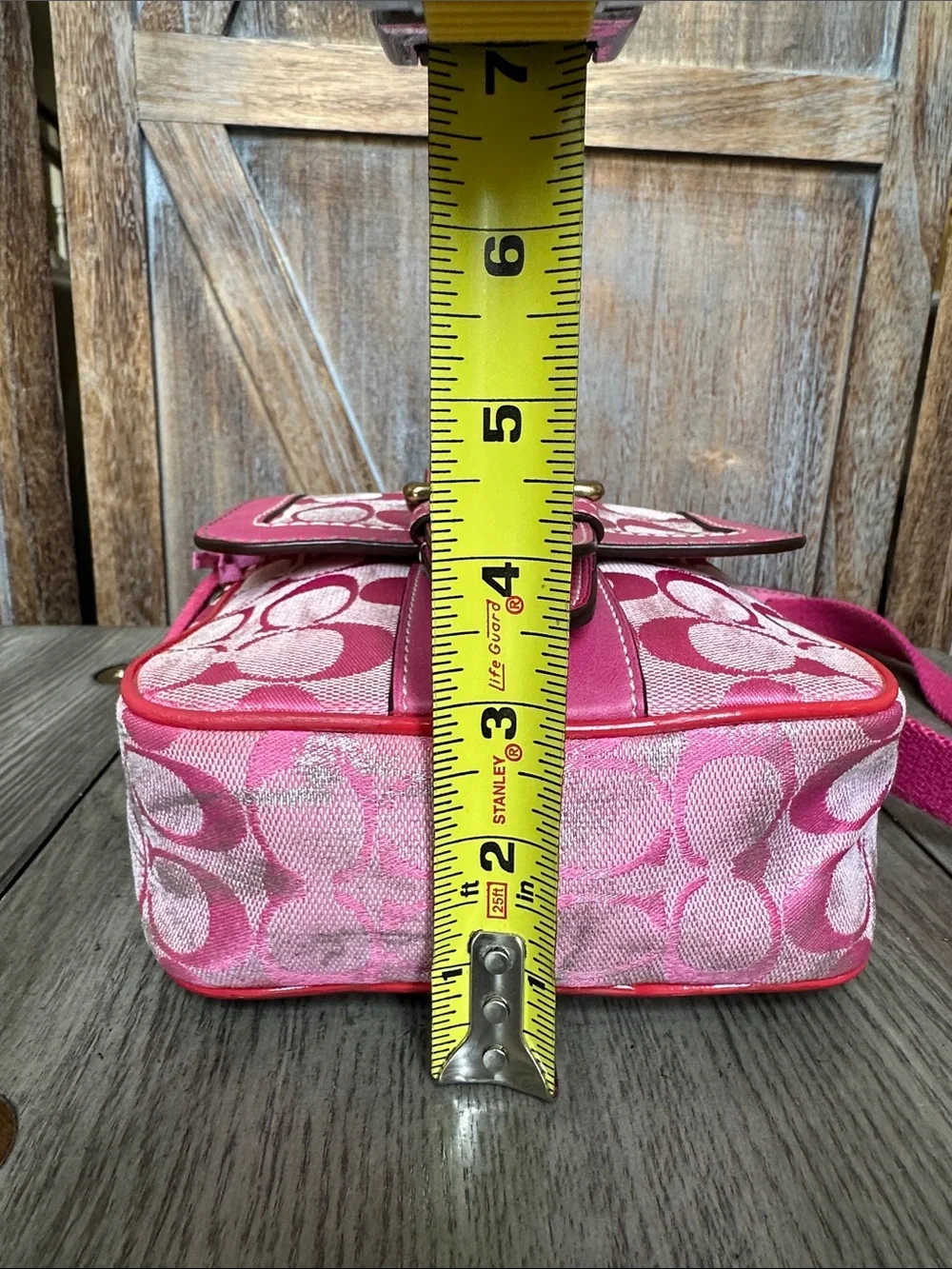Coach Vintage Y2K Pink Fuchsia Signature C Logo Crossbody Purse Style 2187 - Picture 13 of 14